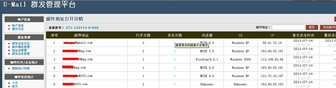 U-Mail邮件群发地址统计